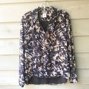 Cabi Starry Night Ruffle Sheer Blouse